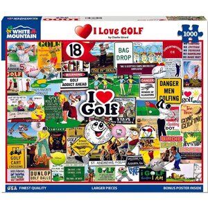 3/$77❤️White Mountain I LOVE GOLF Charlie Girard 1000 pcs puzzle Made in the USA